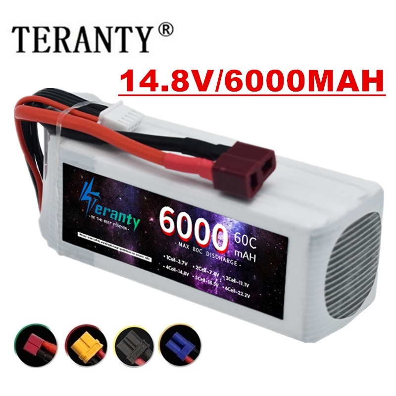 4S Lipo Battery 14.8V 6000Mah - 飛行機、車、ボート、トラックパーツ、60c、4s、6000mah、t、xt60、trx、ec5、6000mah用の10個のコネクタ付きlipoバッテリー