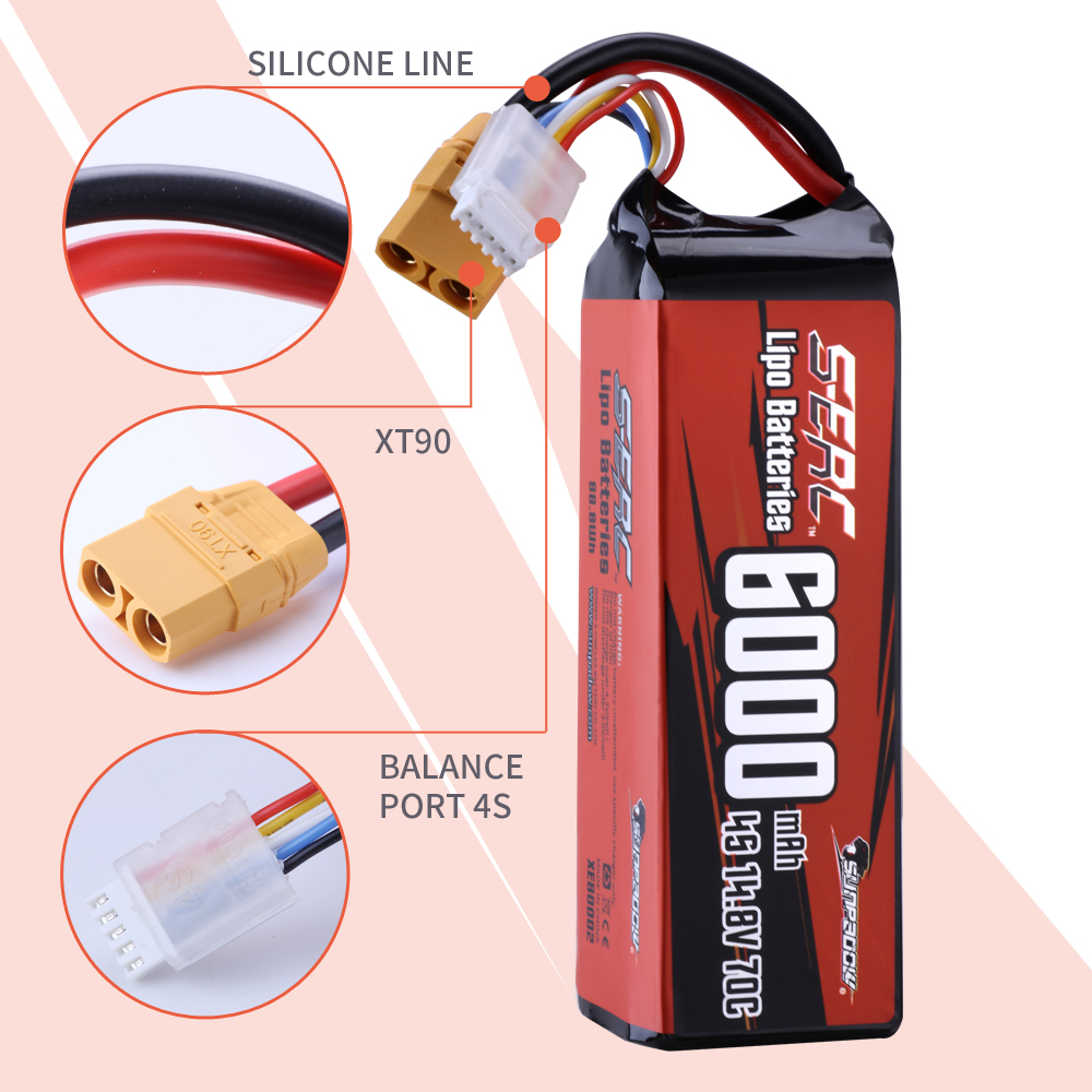 リモートコントロールカーバッテリー,SUNPADOW-4S  - 4S Lipo Battery 14.8V 6000Mah のレビューと価格